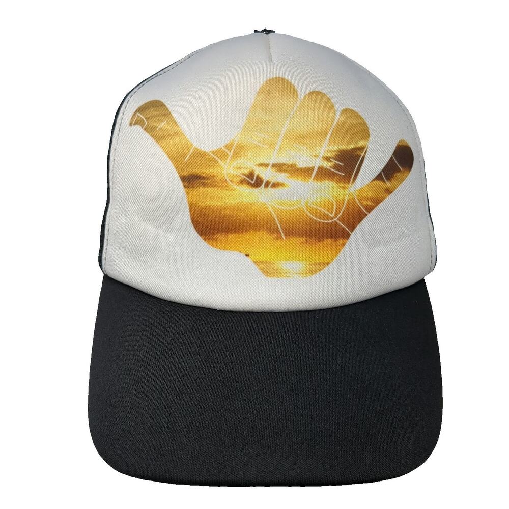 Surfware Hawaiian Classics Trucker Hat Black White Orange Yellow One Size Shaka